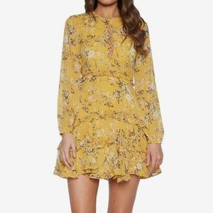 Bardot Yellow long sleeve mini dress